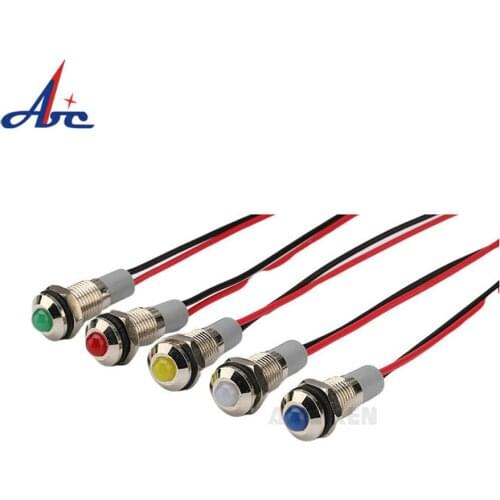 Small Waterproof Metal Signal Lamp 8mm LED Indicator Light For Car Boat Truck 5V 12V 24V 110V 220V