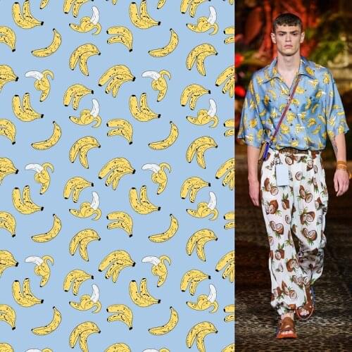 New brand banana digital printing fabric tie shirt trousers dress pajamas swimwear fabric advanced customization