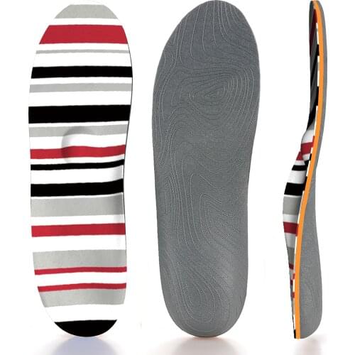 Red Black Stripe High Arch Support Insole Ease Plantillas Fascitis Plantar Orthopedic Insoles for Men and Women