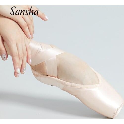 Sansha Ballet Pointe Shoes La Pointe Series Stitching In Front Pale Pink Dance Shoes For Ballerina Ladies Women NO7HSL