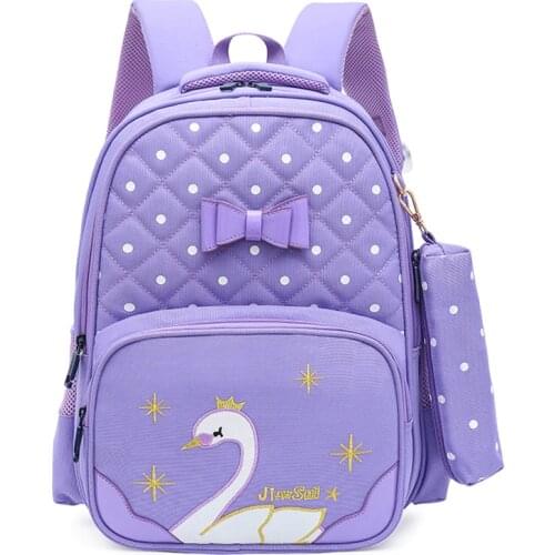 2020 Swan School Bags For Girls Cute Backpacks Children Orthopedis Backpack Cartoon Kids Bag Large Primary Book Mochila Infantil