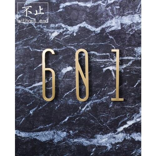 Nordic Brass Hanging Decoration Wall Sticker Door Sticking Number Furniture Board Digital Door Plate