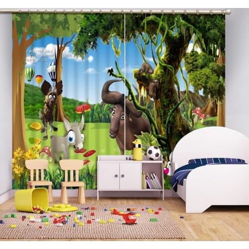 Modern animal cartoon Kids Curtain Blackout 3D Curtains For The Living room Bedroom Window Curtain Fabric
