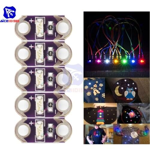 Diymore 5PCS/Lot Lilypad LEDs Red/Orange/Yellow/Green/Blue for Arduino IDE E-Textiles Wearable Projects