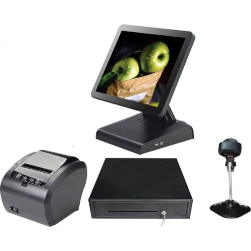 Whole set Touch pos all in one cash register touch terminal 15" points of sale for restaurant Salon
