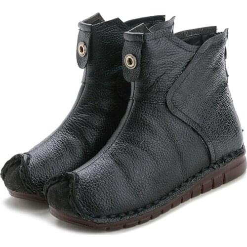 Genuine leather womens boots autumn winter handmade retro womens boots short boots soft bottom comfortable Martin boots shoes