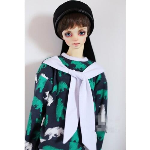 1/3 1/4 Uncle MSD size BJd.SD doll clothes top T-shirt with whale bear tie casual hoodie doll accessories