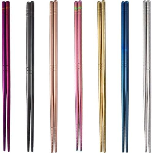 1 Pair Colorful 304Stainless Steel Chopsticks Length18.5-22.8 cm Reusable Chopsticks Dishware Stainless Steel Tableware