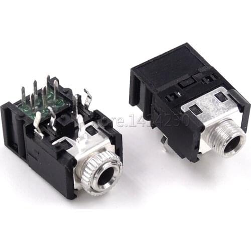 10Pcs PJ306BM 3.5mm Female Audio Connector 11 Pins Stereo Headphone socket Jack PJ-306BM With Nut With switch