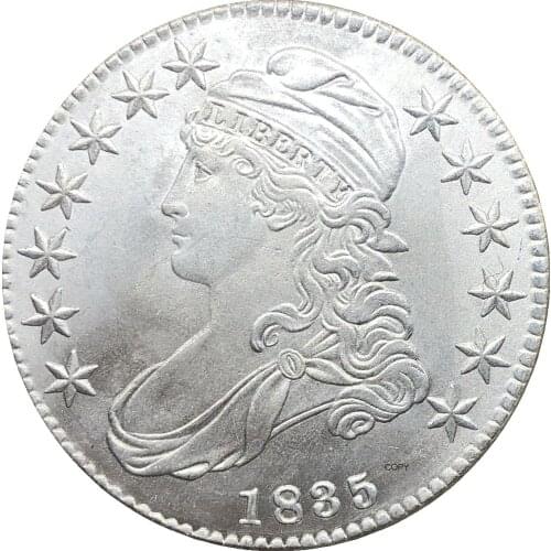 1835 United States 50 Cents ½ Dollar Liberty Eagle Capped Bust Half Dollar Cupronickel Plated Silver White Copy Coin