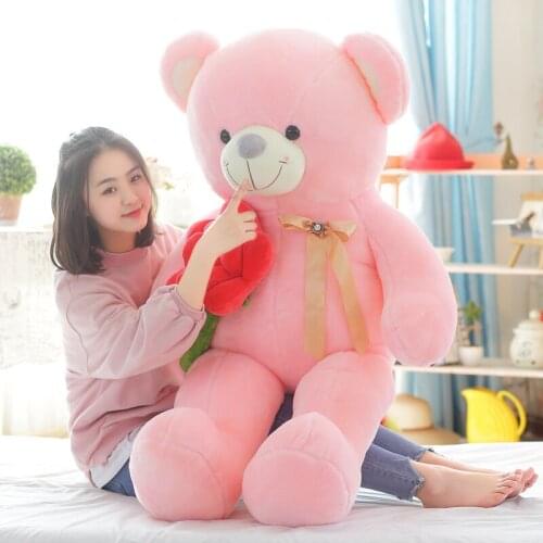 2018 Cute Soft Rose Bear Plush Doll Kids Toys Childrens Day Gift Toys For Children Carton Figure Feather Cotton Baby toys