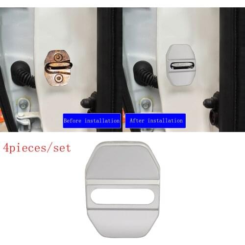 4 pcs silver Stainless Steel Car Door Lock Protective Buckle Cover case for Dodge Journey Ram Caliber Avenger