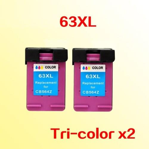 2x For hp63 63xl color ink cartridge compatible for 63 Officejet 3830 4650 4652 4652 ENVY 4516 4512 4520 4522