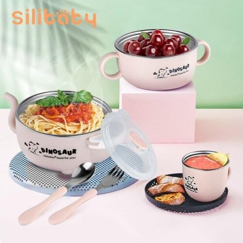Silibaby 6PCS Children Tableware Baby Water Injection Insulation Bowl Baby Complementary Food Bowl Children Bowl Spoon Set