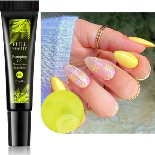 Fluorescence Gel Varnish For Stamping Paint Silver Gold SemiPermanent Gel Nail Polish For Stamping Transfer Gel Accessory LE1916