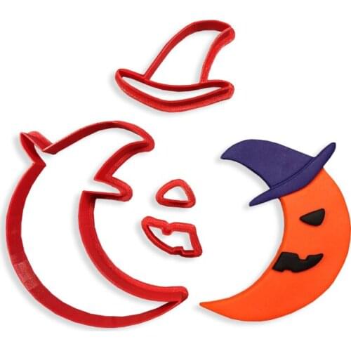 Halloween cake decorating tools Jack O Lantern skeleton shape pumpkin cat fondant cutters cupcake cookies cutter 3D printed
