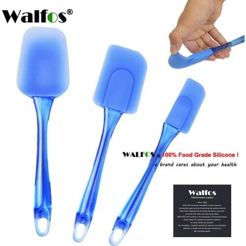 Walfos 3 Pieces Kitchen Heat-Resistant Flexible Silicone Spatulas Flipping Serving Small Medium Spoon Baking Pastry Spatulas Set