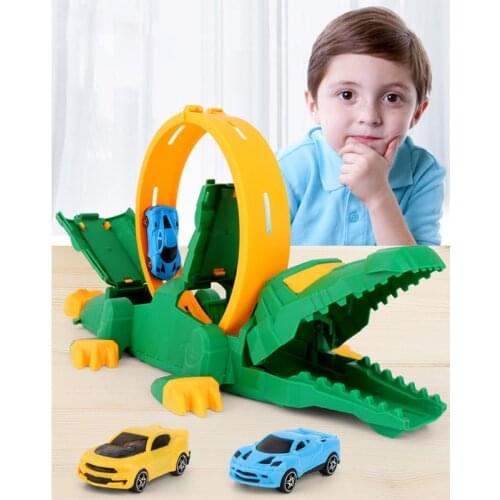 L/S Inertial Crocodile Toys Car, 360 Degree Rotating Puzzle Track Hobby Boy Toys for Kids Toddlers Birthday Gift