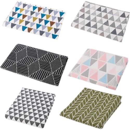 Printed Linen Cotton Fabric Geometry Cloth For Pillow case Cushion Sewing Placemat Bags DIY Sewing Needlework Handmade Materia