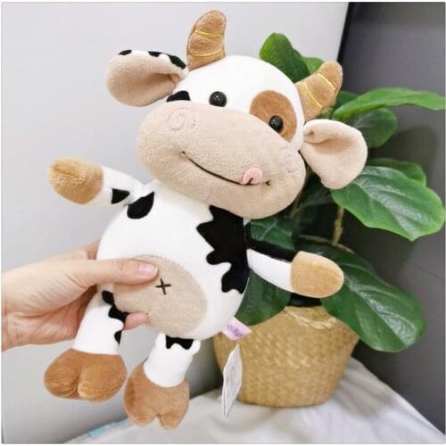 Lovely cow plush toy cartoon dairy cow soft doll throw pillow toy car decoration birthday gift h0478