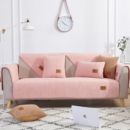Modern Soft Smooth Lambswool Sofa Cover Thicken Plush Slipcover Winter Floor Mat Anti-slip Sofa Towels