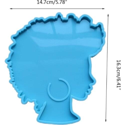 N7MF Afro Female Coaster Epoxy Resin Mold Beauty Explode Head Rolling Tray Silicone Mould DIY Crafts Serving Board Jewelry Fruit