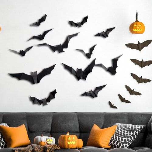 Halloween PET Bat Spider Wall Sticker Three-dimensional Cartoon Living Room Bedroom Background Wall Painting Decoration