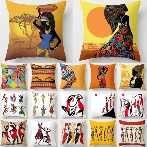 African Style Pattern Sofa Decorative Cushion Cover Pillow Pillowcase Polyester 45*45 Throw Pillow Home Decor Pillowcover 40891