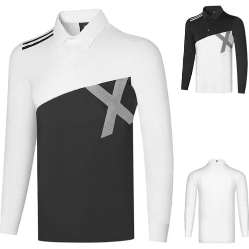 Golf Clothing Mens Breathable Autumn T-Shirt Long-Sleeved Quick-Drying Shirt Anti-Pilling and Non-ironing Polo Polyester