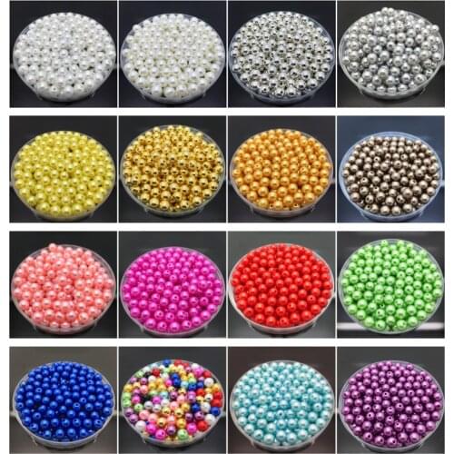Wholesale 6mm 100Pcs Acrylic Round Pearl Spacer Loose Beads Jewelry Making Clothing Beads jewelry Crafts
