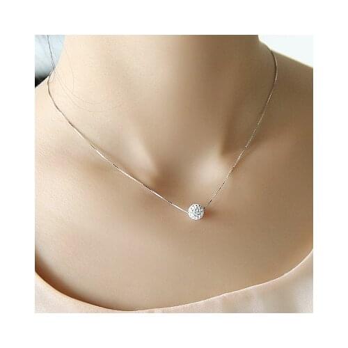 S925 pure silver necklace female short design crystal Shambhala ball chain elegant brief anti-allergic