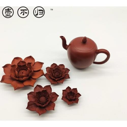 Handmade lotus purple clay tea pet large medium small ornaments home decoration creative tea sets tea decorations