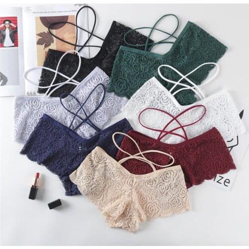 European Style Sexy Panties Fashion Hollowed Out Comfort Briefs Low Waist Seamless Cross G-String Sexy Lace Underpants Lingerie