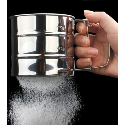 Stainless Steel Baking Shaker Sieve Cup Mesh Crank Flour Sifter Handheld Flour Shaker Kitchen Baking Tools
