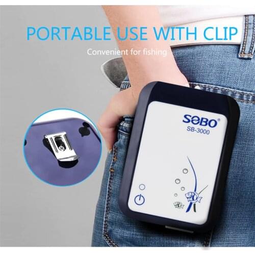 SOBO Battery Storage Aquarium Air Pump AC/DC Dual Use Portable Air Pump for Outdoor Fishing USB/Plug Charge Double Outlets