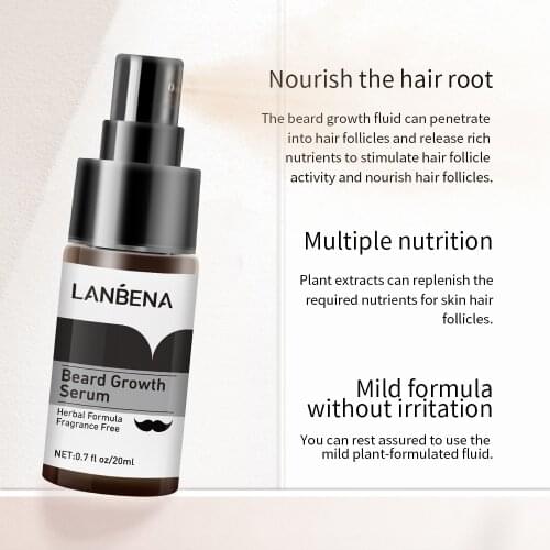 LANBENA Beard Growth Serum strengthens the thicker and prevents hair loss and nourishes the root hair more fuller Hair Care 20ml