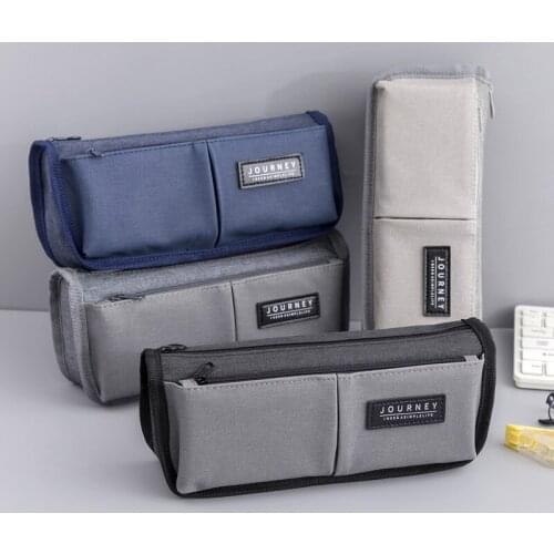 Korean Canvas Pencil Case Double-layer Lengthened Large-capacity Student Stationery Storage Bag Pencil Pouch Shool Supplies New