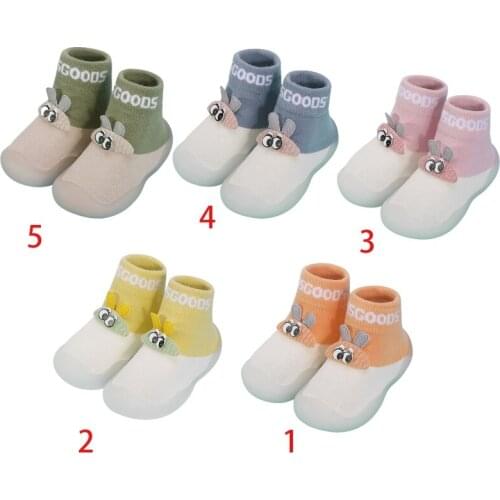 Toddler Baby Knitted Non-Skid Slipper Socks Cartoon Rabbit Rubber Bottom Shoes F3ME