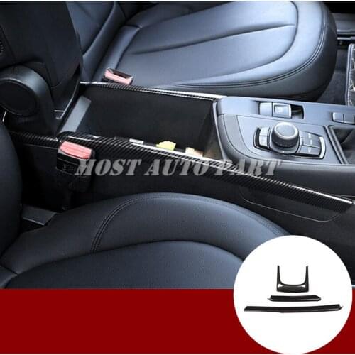 Inner Center Console Armrest Box Frame Cover Trim 3pcs For BMW X2 F39 2017-2019 Black/Silver Car accesories interior Car Trim