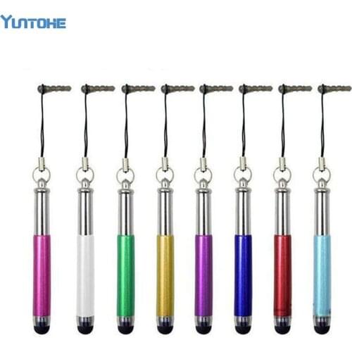 Retractable Metal Capacitive Screen Stylus Pen Touch Pen with Anti-Dust Plug for Mobile Phone 300pcs/lot