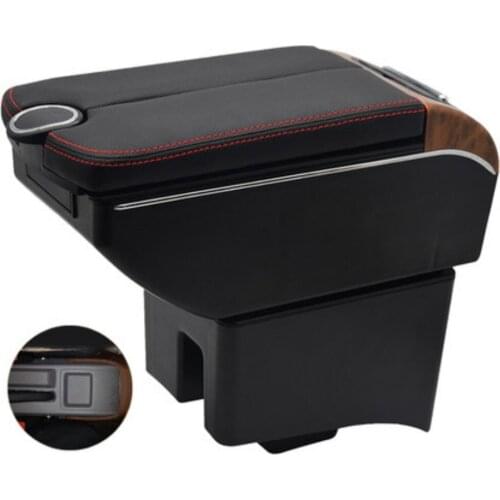 Car Volkswagen Polo V armrest storage box auto interior Leather car-styling central container Store content box accessories