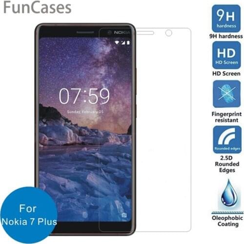 2.5D 9H Tempered Glass For Nokia 7plus Tempered Glass Prime film Screen protector Sklo screen protector Film for N7 + 7 plus