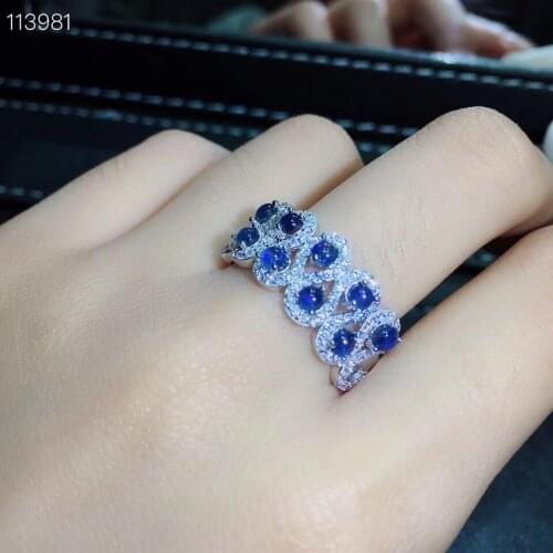 Luxurious personality surround Natural blue sapphire gem ring S925 silver natural gemstone ring girl women party gift jewelry