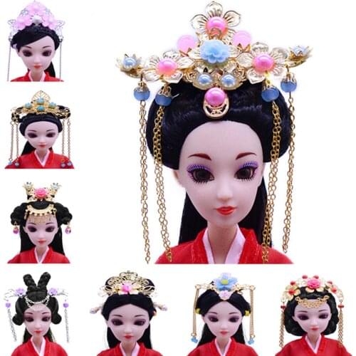 1PCS Chinese Ancient Doll Hairpin For Children Dolls Accessories Kids Best DIY Birthday Gifts Handmade Doll Jewelry