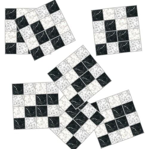 15pcs/set Black and white Marble Mosaic Frosted Tiles Wall Sticker Bathroom Kitchen Waist Line Wallpaper Thicken PVC Art Mural