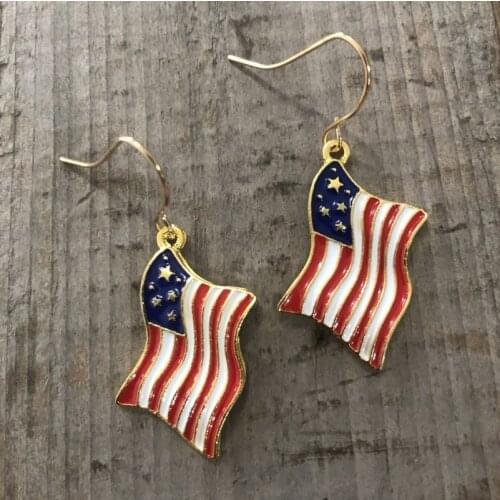 2021 Wholesale Best Selling Jewelry American Flag Earrings Flag Dripping Alloy Earrings Dropshipping