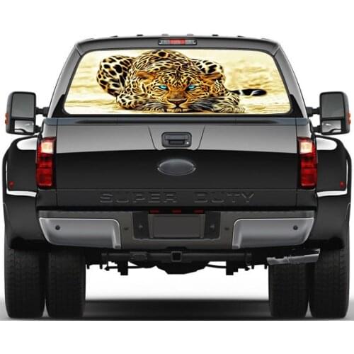 Free shipping 3D Abstract Leopard Car Rear Window Sticker Wholesales Creative Design for SUV Truck gift art PVC Waterproof Decal