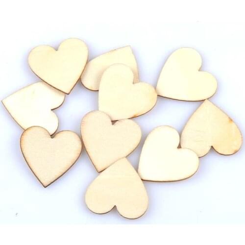 50pcs 30mm Heart Pattern Natural wooden Scrapbooking Carft Handmade Accessories Home Decorations MT1655