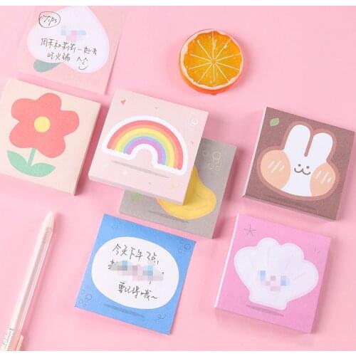 80PCS Ins Girl Creative Sticky Notes Students N Times To Paste Random Memo Pad Kawaii Stationery Notebook Office School Supplies
