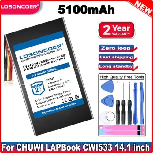 LOSONCOER 5100mAh CWI533 Laptop Battery For CHUWI LapBook CWI533 14.1 inch Windows 10 Notebook Batteries